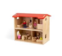 Maison de poupées en bois avec famille