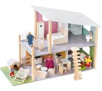 Maison de poupées Howa 'Nelly' en bois avec 23 pièces de mobilier, 4 poupées et un chien 7015