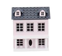 Maison De poupées Miniature Rose-Bleue - Villa Pocket Toit Gris en Bois - Kit Décoratif Haute Qualité - Déco Bureau Chambre Enfant Cadeau Collectionneur