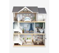 Small Foot Design Maison de poupée Villa bois 3 étages 11802 — façade ouverte, mobilier, gris