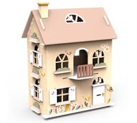 Maison de poupées - SPEEDY MONKEY - Ma maison de poupée fleurie - Bois certifié FSC - Meubles et figurine - 43x33x59 cm