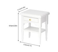 Maison de poupées Table de nuit 1:12 blanche Mini chambre à coucher en bois Scène maison de jeu Décoration intérieure Modèle de table de nuit
