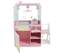 Olivia's Little World Maison De Poupée Nurserie Et Table À Langer 2 Façades Set De Jeu avec Chaise Haute, Berceau Et Bain TD-11460A