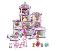 Maison De pour Filles | Villa Miniature 4 ÉTages avec 13 Pièces à Assembler - Villa De Jeu avec 3 Princesses, 2 Chiots Et Accessoires De Meubles - Jeu De Rôle pour Filles De 4 à 6 Ans