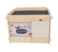 Maison de Refroidissement en Bois pour Chat, Affichage de la Température LCD, à L'Extérieur, Abri Coussin de Glace en Cristal, Intérieur et Extérieur