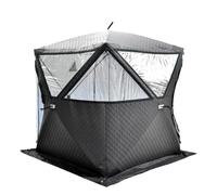 Maison de Sauna d'extérieur for 3 à 4 personnes, 4 saisons, avec tente de pêche sur glace épaisse en hiver, grande fenêtre/bouche de cheminée, ouverture rapide, Portable Pour La Pêche Hivernale(Grey)