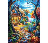 Maison de sorcière dans la forêt d'automne 1000 Pieces Casse-tête Adulte en Carton Anti-Déchirure Animal Conte de fées Fantastique Difficile Moyenne Décoration Murale Jeu De Société A
