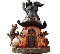Maison de sorcière magique en résine avec arbre et tête de citrouille, miniature ludique pour bibliothèque, table et maison, décoration mystique, fans d'Halloween