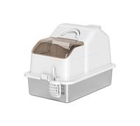 PawHut Maison de Toilette pour Chat avec Couvercle Amovible, bac à litière Chat fermé côtés Hauts, Pelle, sans Odeur, Non Collant, Anti-Fuite, Facile à Nettoyer, 60,5x40,5x42cm, Blanc