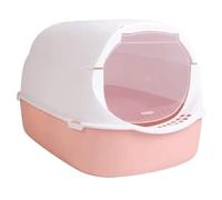 Maison de Toilette Bac À Litière en Plastique Entièrement Fermé pour Chat, avec Cuillère À Litière pour Chat, Pot sans Odeur, Facile À Nettoyer pour Tous Les Chats Chatons, Lapins(Rosa)