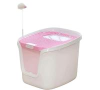 Maison de Toilette Bac À Litière Ouvert pour Chat avec Jouet Et Pelle en Plastique Facile Nettoyer Chatons, Lapins(Rosa)