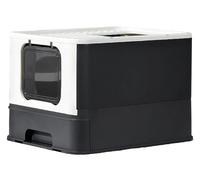 Maison de Toilette Bac À Litière Pliable pour Chat, Bac À Litière Anti-éclaboussures avec Couvercle Et Pelle À Litière pour Chat, Type Tiroir, Toilettes pour Chats Chatons, Lapins(Black)