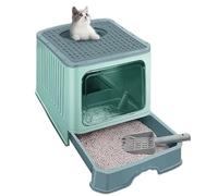 Maison de Toilette Bac À Litière Portable pour Chat avec Couvercle, Grand Cuillère pour, Type Tiroir, Facile Nettoyer Chatons, Lapins(Grün)