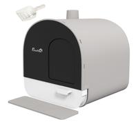 Maison De Toilette Bac À Litière Pour Chat Avec Porte Battante, Pelle Et Filtre Inclus Dim. 43l X 44l X 47h Cm Pp Gris