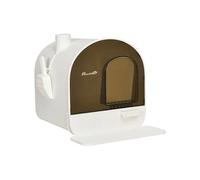 PawHut Bac à litière pour Chat Maison de Toilette pour Chat avec Porte battante, Pelle et Filtre Inclus dim. 43L x 44l x 47H cm - Blanc