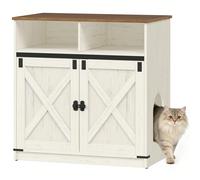 Maison de Toilette Chat, 80 x 48 x 80 cm, Meuble Litiere Chat avec Fonction de Rangement, Pouvant Également Servir de Table D'appoint pour Meuble TV, Marron Rustique et Blanc À propos de cet article[G