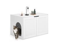 Maison de toilette chat - cache-litière avec doubles portes blanc