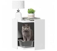 Maison de Toilette Chat, Meuble Caché Litière Bac à Litière pour Chat Blanc 42 x 42 x 51 cm Bois d'ingénierie