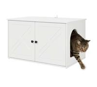 Maison de Toilette Chat, Meuble Caché Litière Bac à Litière pour Chat Blanc Brillant 85x55x50 cm