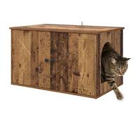 Maison de Toilette Chat, Meuble Caché Litière Bac à Litière pour Chat Bois Ancien 85x55x50 cm Bois d'ingénierie