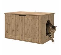 Maison de Toilette Chat, Meuble Caché Litière Bac à Litière pour Chat Chêne Artisan 85x55x50,5 cm