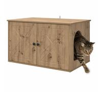 Maison de Toilette Chat, Meuble Caché Litière Bac à Litière pour Chat Chêne Artisan 85x55x50 cm