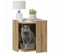 Maison de Toilette Chat, Meuble Caché Litière Bac à Litière pour Chat chêne Artisanal 42x42x51 cm