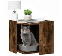 Maison de Toilette Chat, Meuble Caché Litière Bac à Litière pour Chat chêne fumé 53 x 53 x 51 cm Bois d'ingénierie