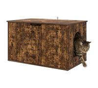 Maison de Toilette Chat, Meuble Caché Litière Bac à Litière pour Chat Chêne fumé 85x55x50,5 cm Bois d'ingénierie