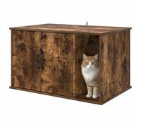 Maison de Toilette Chat, Meuble Caché Litière Bac à Litière pour Chat Chêne fumé 85x55x50 cm Bois d'ingénierie