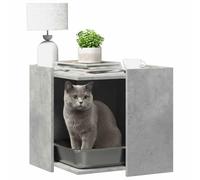 Maison de Toilette Chat, Meuble Caché Litière Bac à Litière pour Chat Gris béton 53 x 53 x 51 cm Bois d'ingénierie