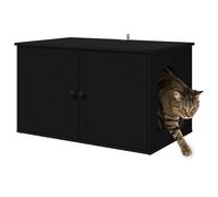 Maison de Toilette Chat, Meuble Caché Litière Bac à Litière pour Chat Noir 85x55x50,5 cm Bois d'ingénierie