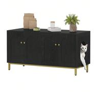 Maison de Toilette Chat pour 2 Chats, Meuble de Litière Caché de 119cm, Banc de Rangement, Convient à la Plupart des Litières por, Noir et Or À propos de cet article1.[Plus d'intimité et moins d'odeur