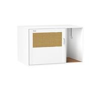 Maison de toilette chat style cosy effet rotin - porte, griffoir, jeu boule - blanc