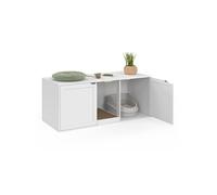 IDMarket - Maison de Toilette Chat XL Cache-litière 2 Portes et griffoir Bois Blanc