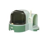Maison de toilette litière pour chat design capsule spatiale - porte, capot ouvrant, pelle, 2 tiroirs amovibles - vert noir