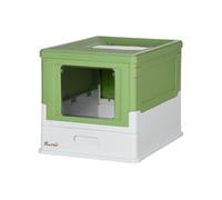 PawHut Bac à litière pour chat Maison de toilette fermée double porte tiroir Vert Avocat/Blanc