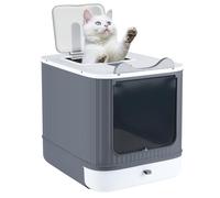 Maison de Toilette pour Chat à Double Canal Peut être Ouvert ou fermé Apportez Un Sac de déodorant Petite Pelle Assurer l’hygiène familiale 34.5x44.5x36.5cm (Blanc)