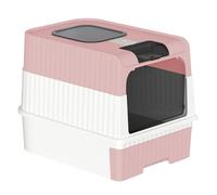 Maison de Toilette pour Chat,Bac à Litiere Chat Autonettoyante,Bac à Litière Fermé Compartiment Inférieur Amovible pour Un Nettoyage Facile,toiletteur Désinfection UV-48 * 35 * 36cm-Rose