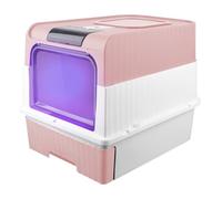Maison de Toilette pour Chat,Bac à Litiere Chat Autonettoyante,Litière Automatique Autonettoyant pour Chats avec des Rayons ultraviolets-48 * 35 * 36 cm-Rose