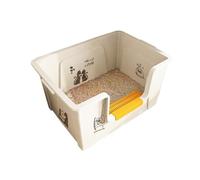 Maison de Toilette pour Chat Bac à litière Extra Large, bac avec Bord Haut, Anti-éclaboussures for Chat, Multi-Chats, géant for Gros Chats et Plusieurs(Blanc)