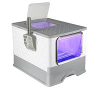 Maison de Toilette pour Chat, Bac à Litière Fermé avec des Rayons Ultraviolets et Pelle, Compartiment Inférieur Amovible pour Un Nettoyage Facile, Max. 6 kg (Gris-UV,52x39x39 cm)