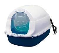 Maison De Toilette Pour Chat Bac à litière pour chat à capuche avec couvercle, pot pour chaton, toilettes fermées avec porte d'entrée, bac à litière pour animaux de compagnie Bac À Litière Chat(Blue)