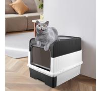 Maison de Toilette pour Chat,Bac à Litière pour Chat, Filtre et Pelle à litière, fermé et Facile à Nettoyer, Pelle à litière + Sac désodorisant,49 * 37 * 35cm (Noir)