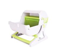 Maison De Toilette pour Chat Bac À Litière pour Chat Structuré avec Tamis Litière pour Chat Semi-Automatique Nettoyage Rapide Plateau Réutilisable,Vert
