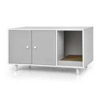 Maison de Toilette pour Chats 90 x 50 x 50 cm Meuble Multifonctionnel avec accès sinueux Style Moderne en MDF Gris 20_0012647