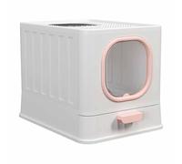 Maison de Toilette pour Grand Chat, Capacité 15 kg, Anti-Traces, Anti-fuites(Pink)