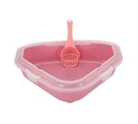 Maison de Toilette Profil Bas Triangulaire Anti-éclaboussures pour Toilettes d'angle pour Chats, Bac À Litière pour Chiots, D'intérieur, Lapin Chatons, Lapins(Rosa)