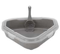 Maison de Toilette Profil Bas Triangulaire Anti-éclaboussures pour Toilettes d'angle pour Chats, Bac À Litière pour Chiots, D'intérieur, Lapin Chatons, Lapins(Grey)