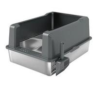 Maison de toilette XXL 85L design - bac à litière grande taille 71 x 50 x 35 cm - acier inox ABS gris Gris G